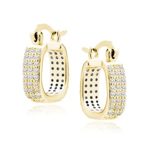 Cercei argint placati cu aur galben cu pietre 16 mm x 4 mm DiAmanti Z2081DG_W-DIA (Argint 925‰ 3,7 g.)